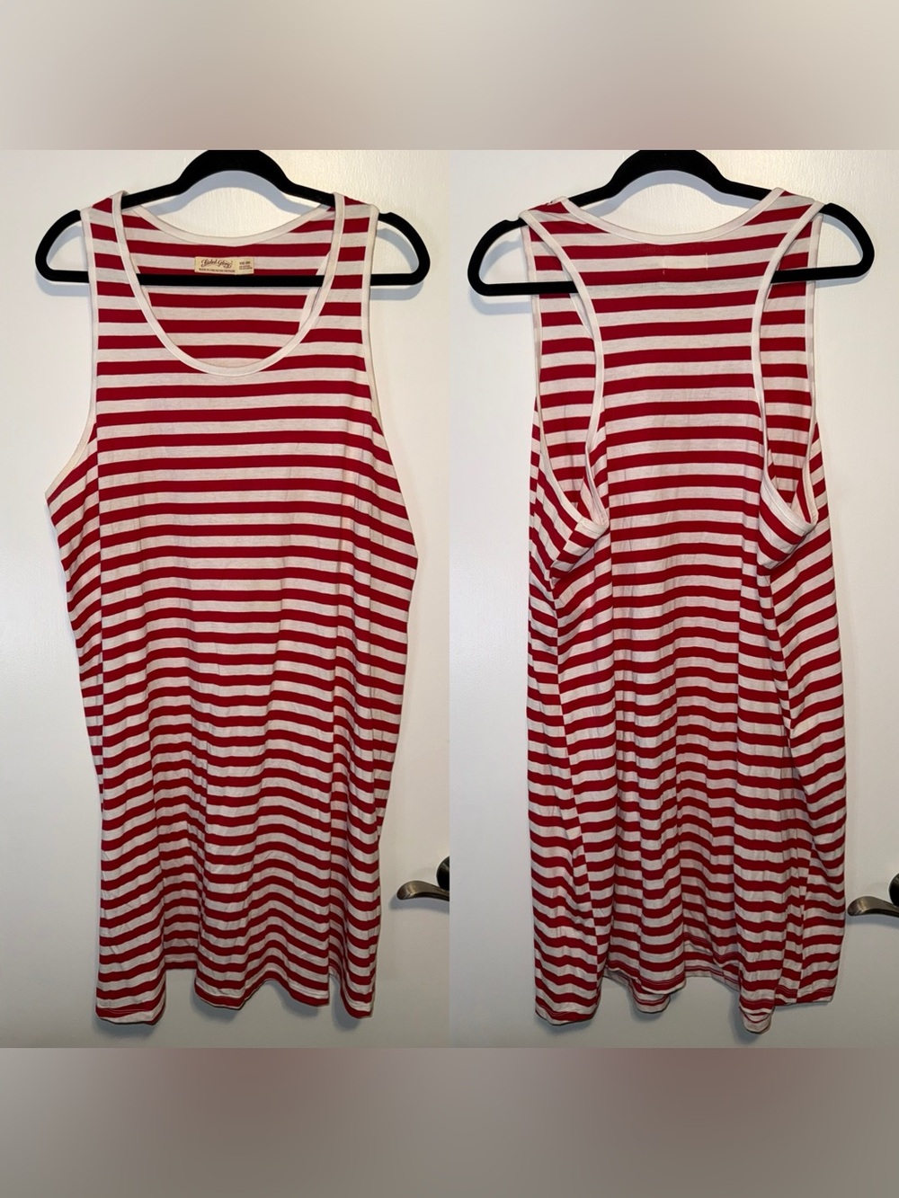 Faded Glory Red and White Striped Sleeveless Mini Dress